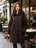 SB31 Brown Hooded Wool Coat