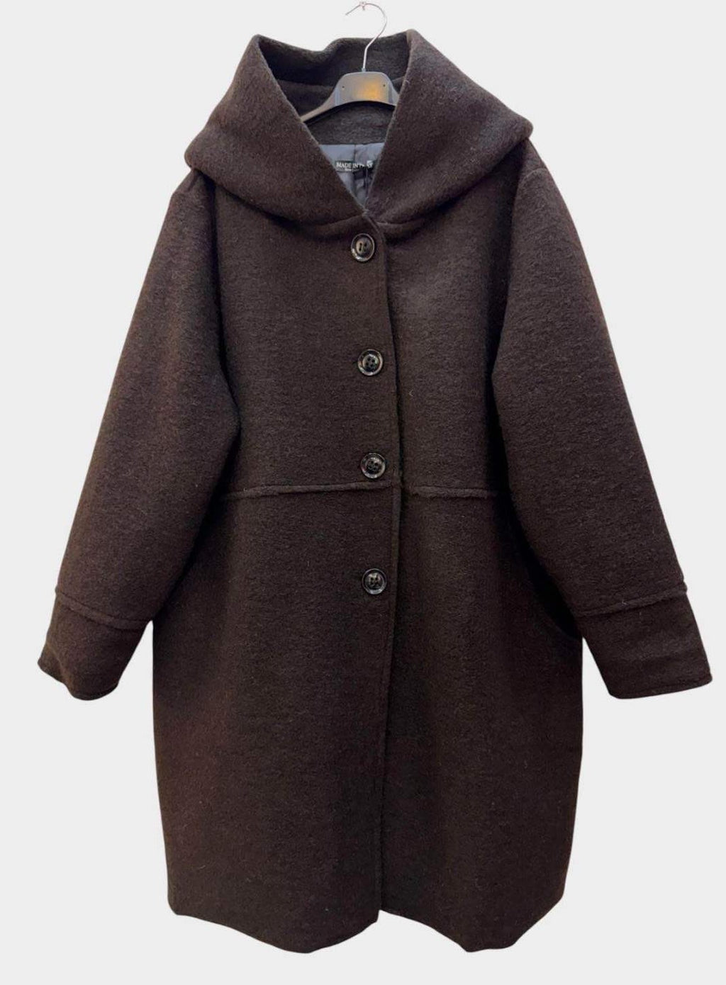 SB31 Brown Hooded Wool Coat