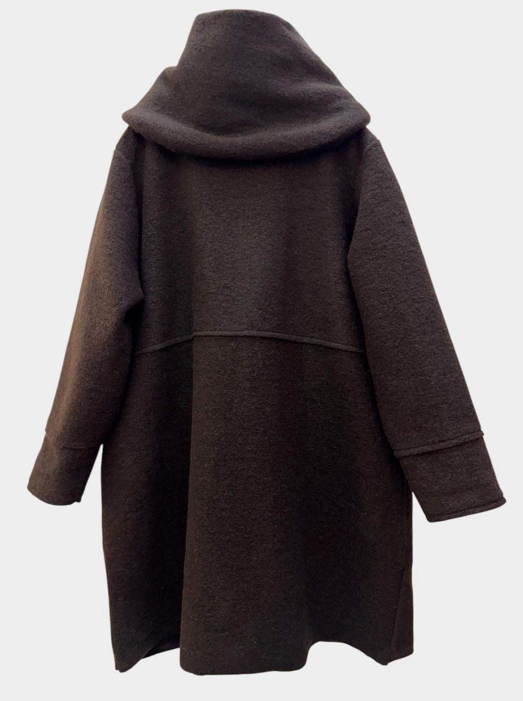 SB31 Brown Hooded Wool Coat