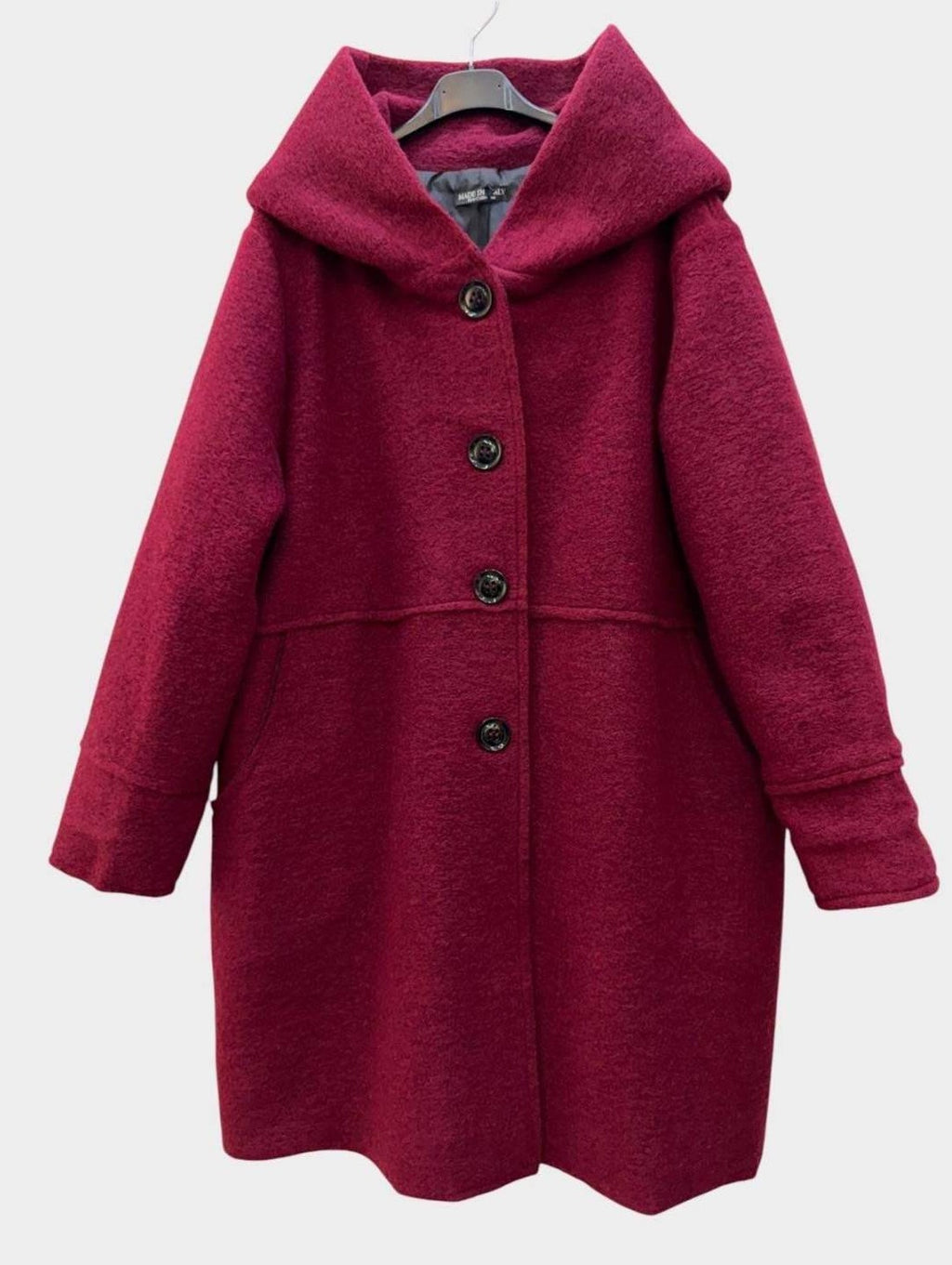 SB34 Burgundy Hooded Wool Coat