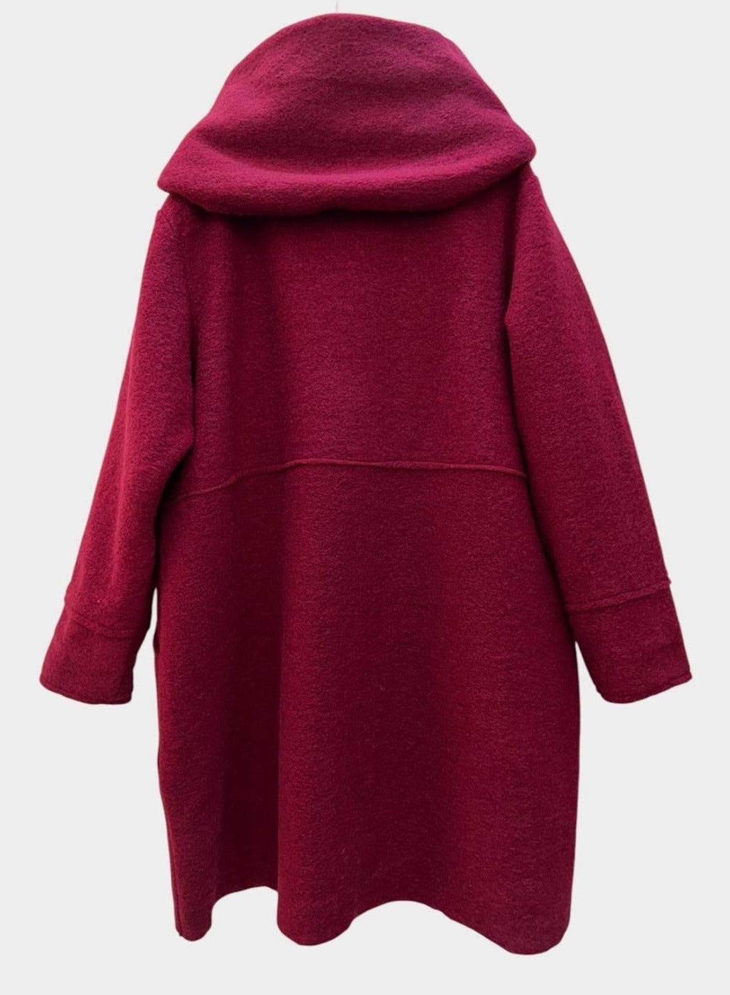 SB34 Burgundy Hooded Wool Coat