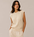 LUCKV5 Ecru Cable Knit Vest