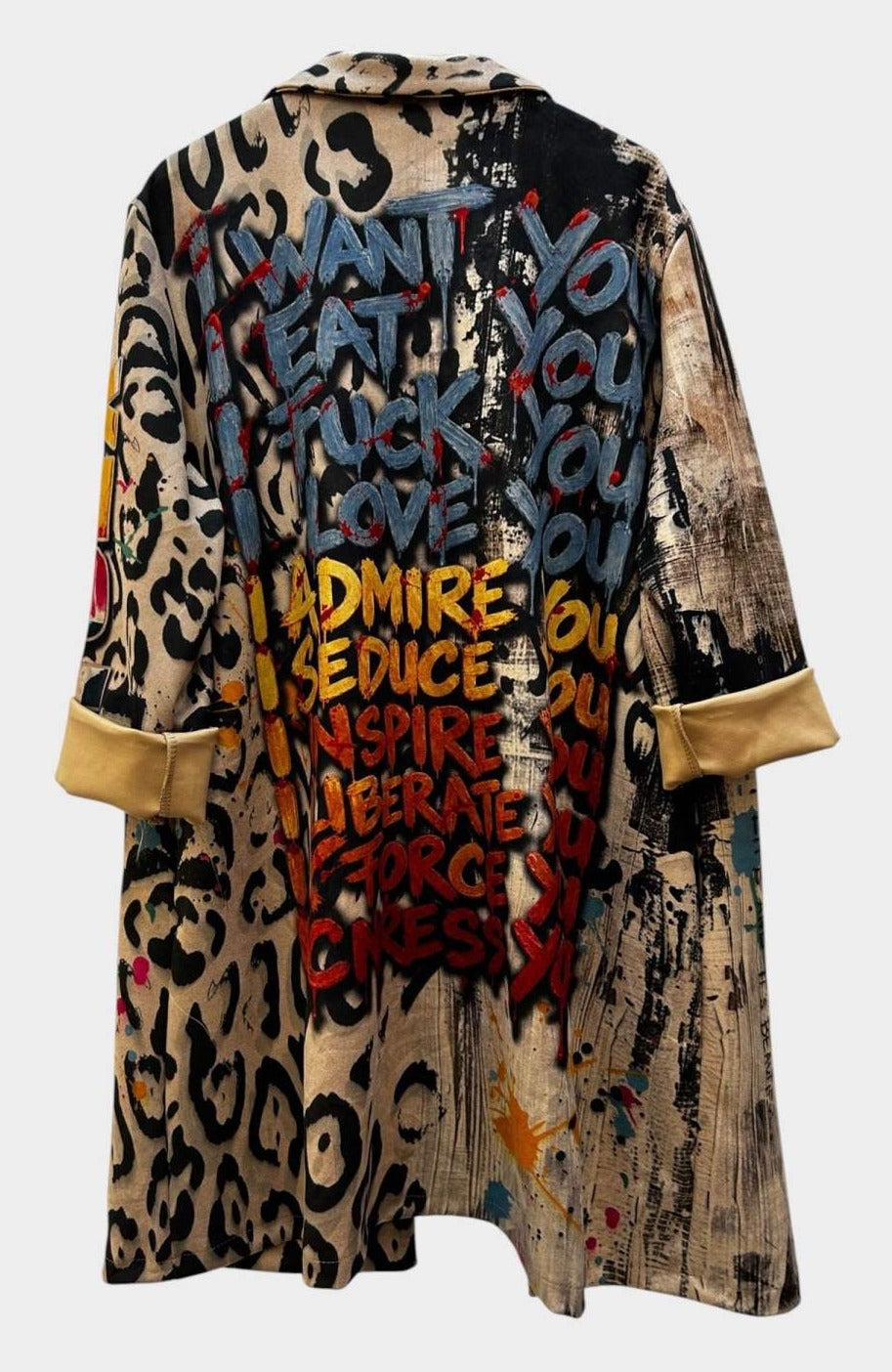 SB9 Beige Graffiti Print Duster Coat