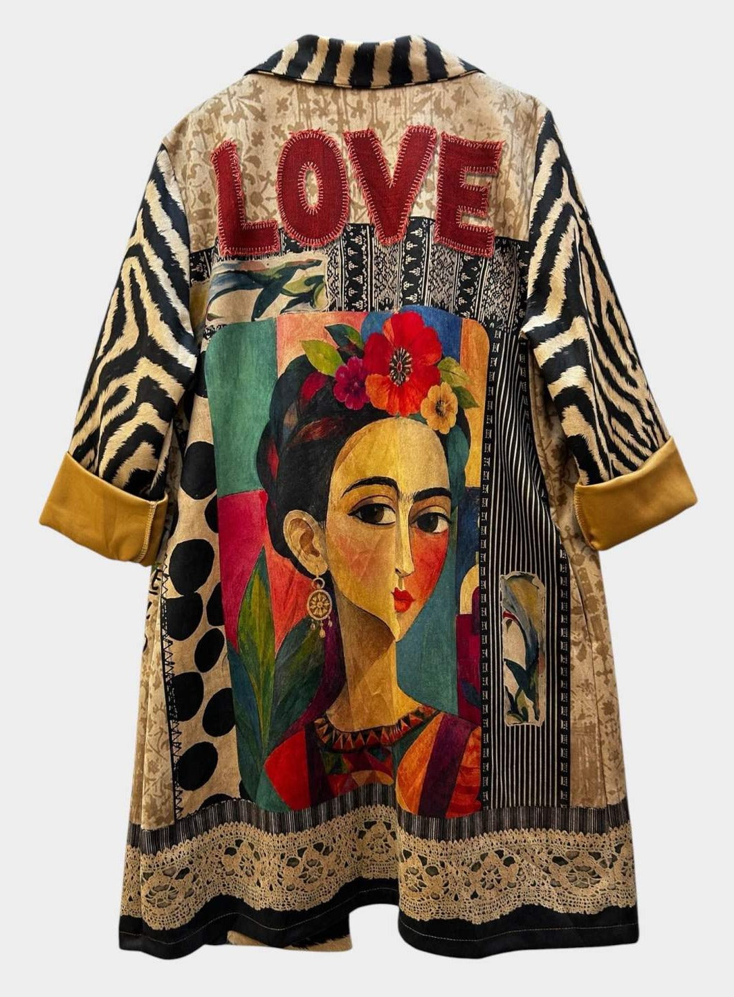SB11 Black Love Print Duster Coat
