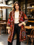 SB12 Terracotta Folk Floral Duster Coat