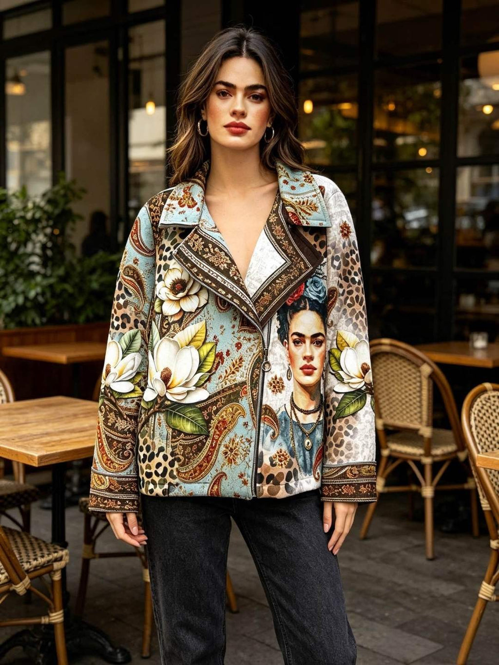 SB7 Green Brown Portrait Moto Jacket