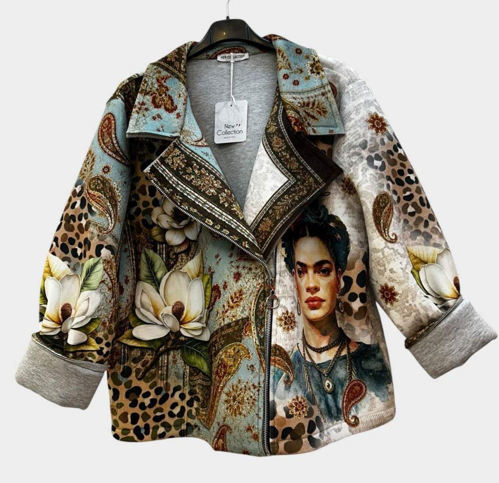 SB7 Green Brown Portrait Moto Jacket