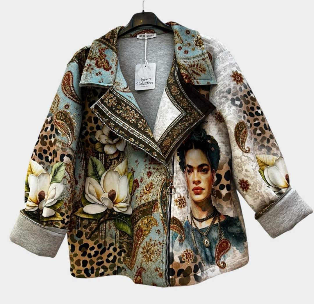 SB7 Green Brown Portrait Moto Jacket
