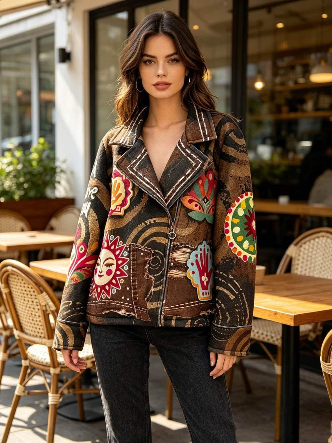 SB6 Burgundy Brown Sun Moto Jacket