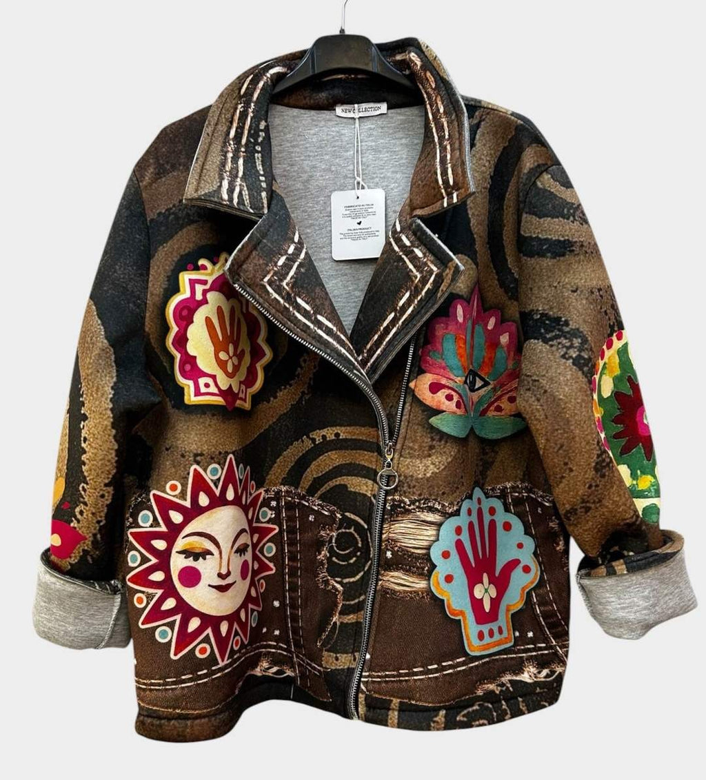SB6 Burgundy Brown Sun Moto Jacket