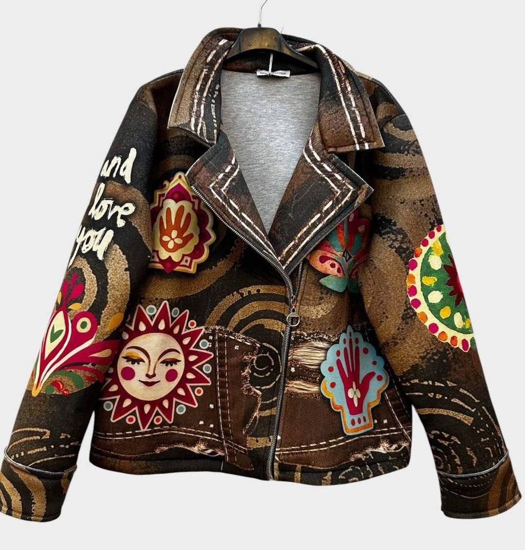 SB6 Burgundy Brown Sun Moto Jacket