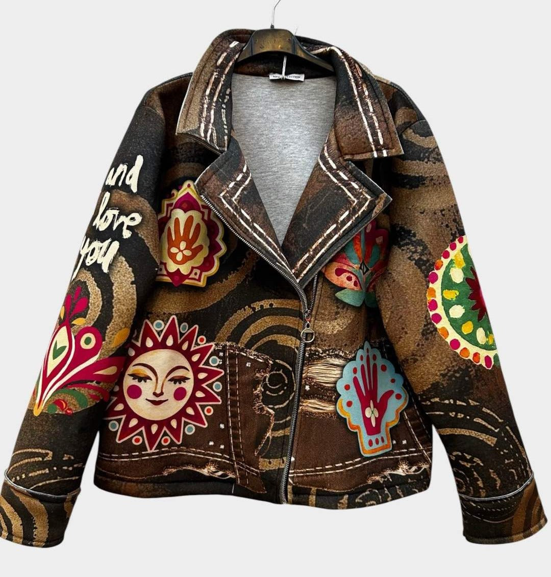 SB6 Burgundy Brown Sun Moto Jacket
