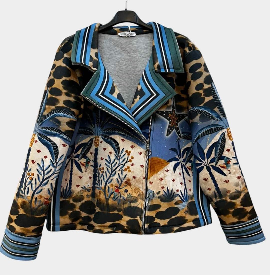 SB5 Blue Camel Palm Moto Jacket