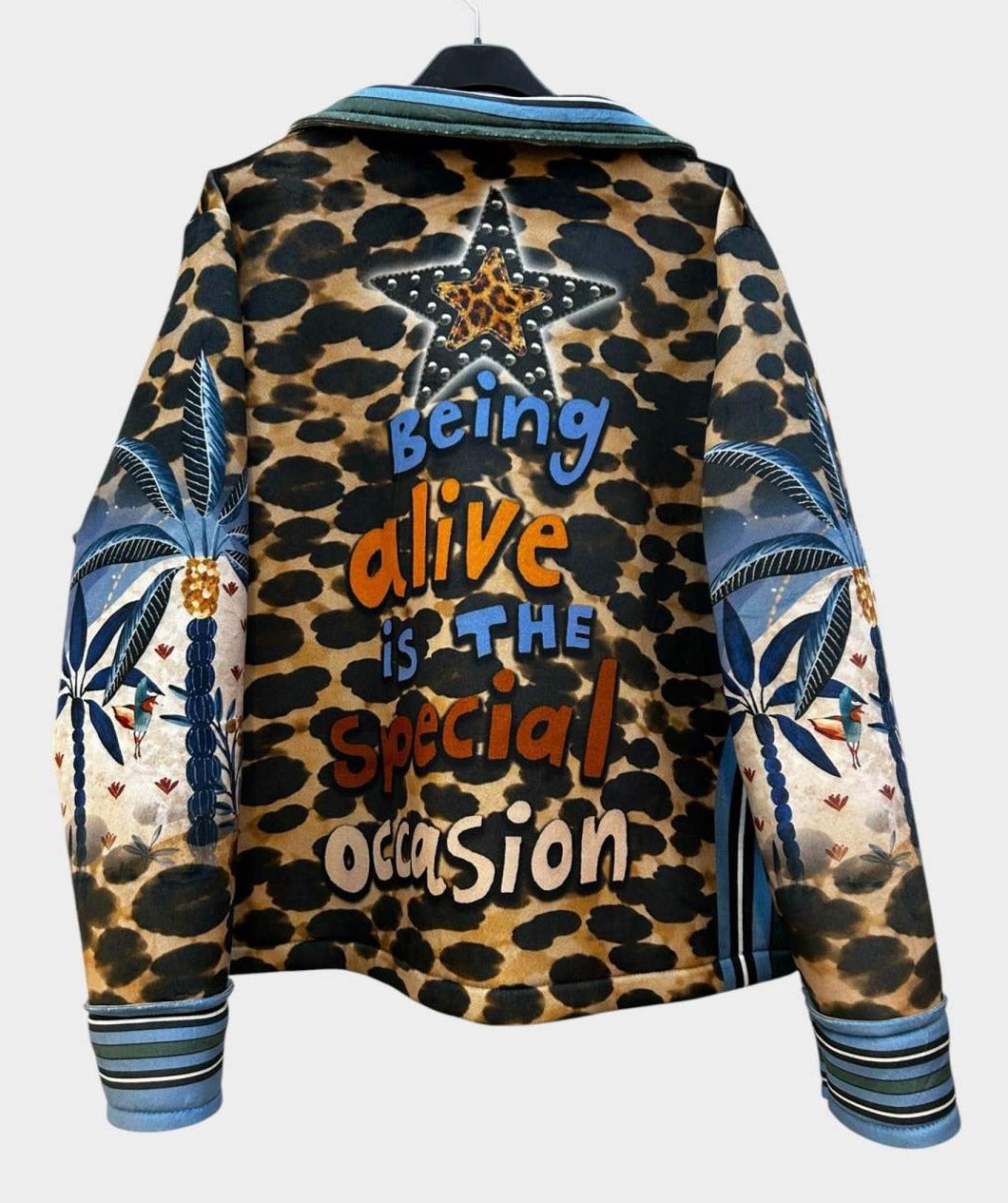 SB5 Blue Camel Palm Moto Jacket