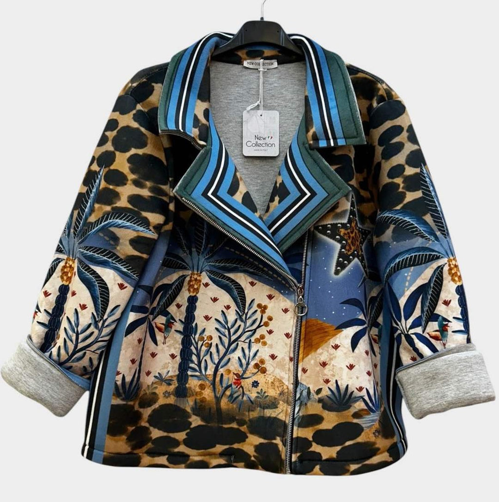 SB5 Blue Camel Palm Moto Jacket