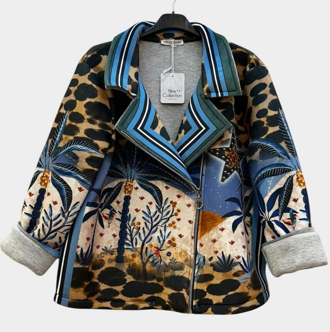 SB5 Blue Camel Palm Moto Jacket