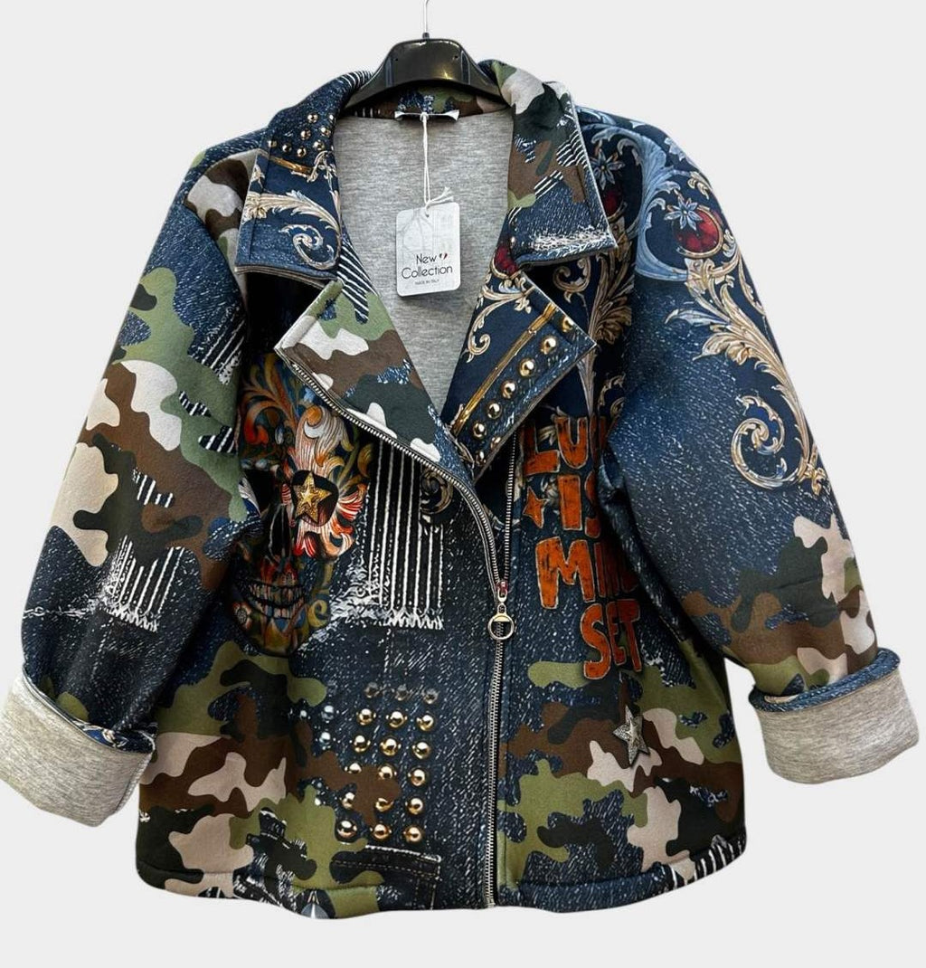 SB4 Navy Orange Camo Moto Jacket
