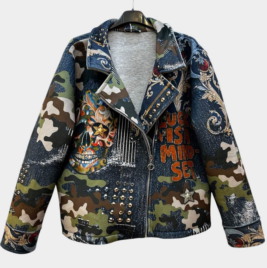 SB4 Navy Orange Camo Moto Jacket
