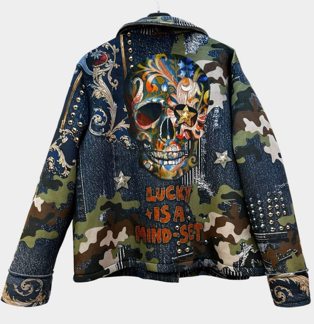 SB4 Navy Orange Camo Moto Jacket
