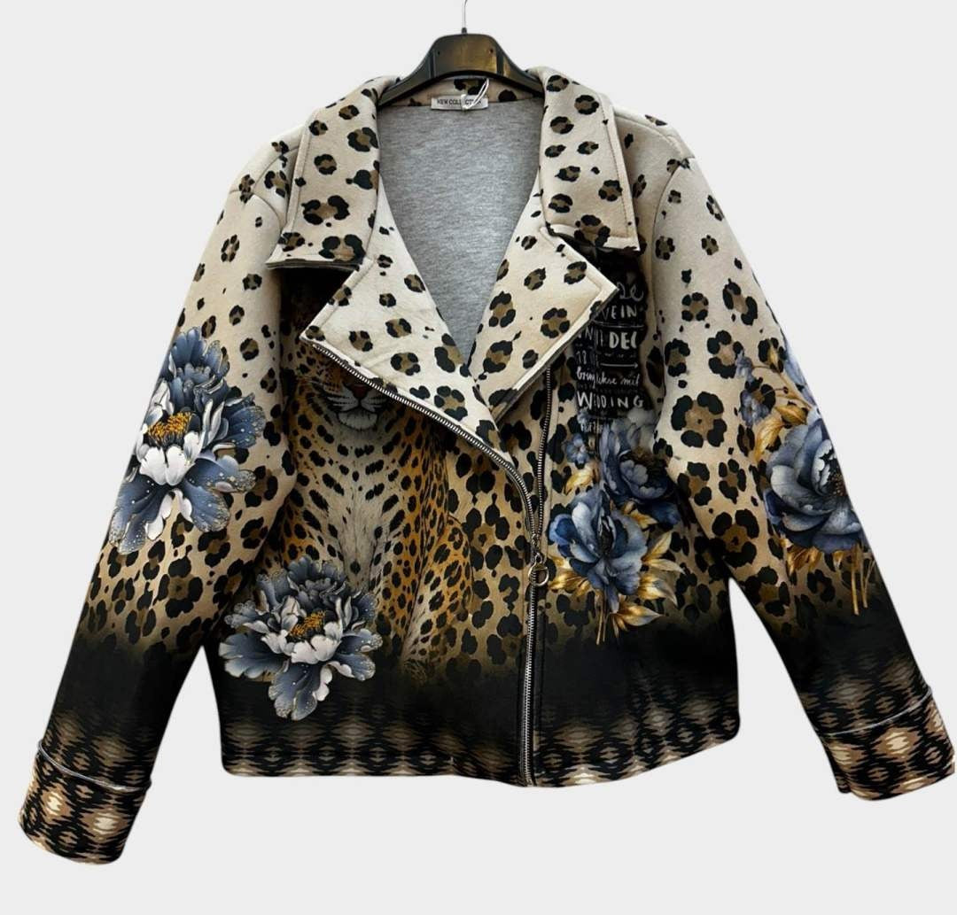 SB2 Beige Leopard Moto Jacket