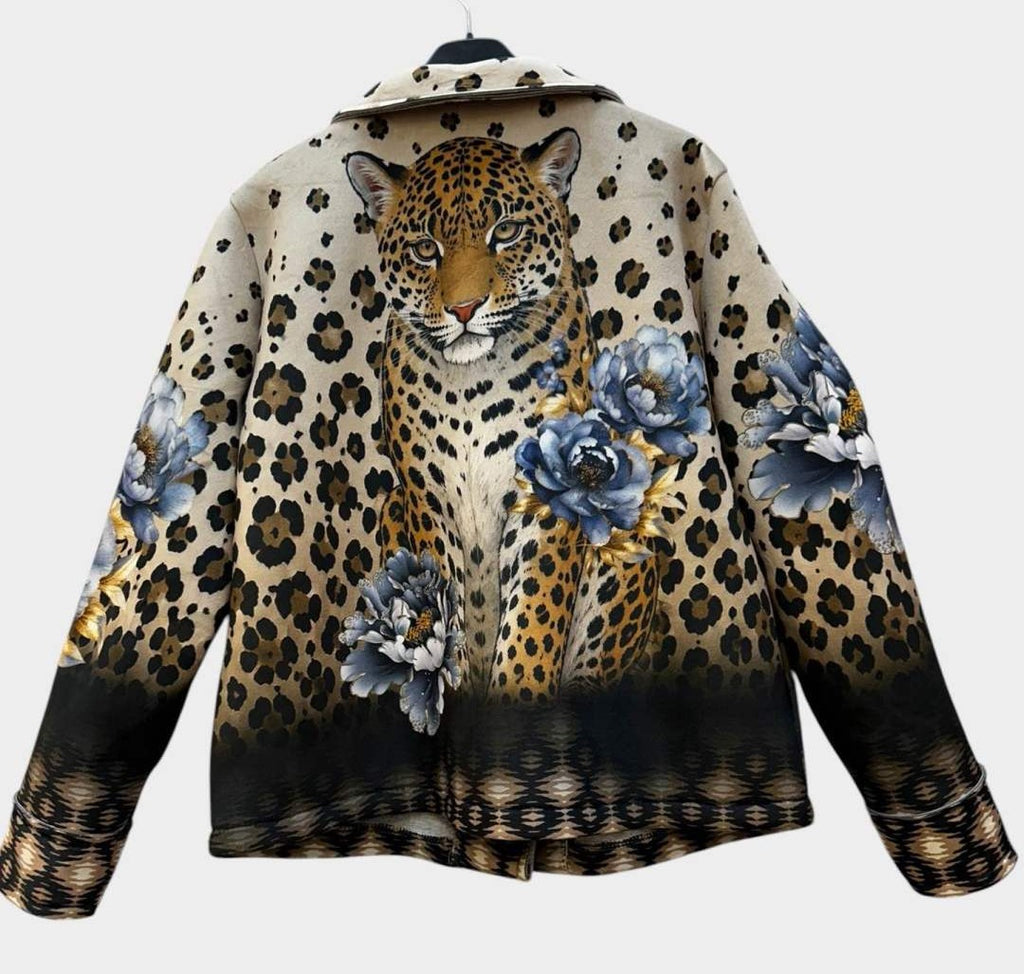 SB2 Beige Leopard Moto Jacket