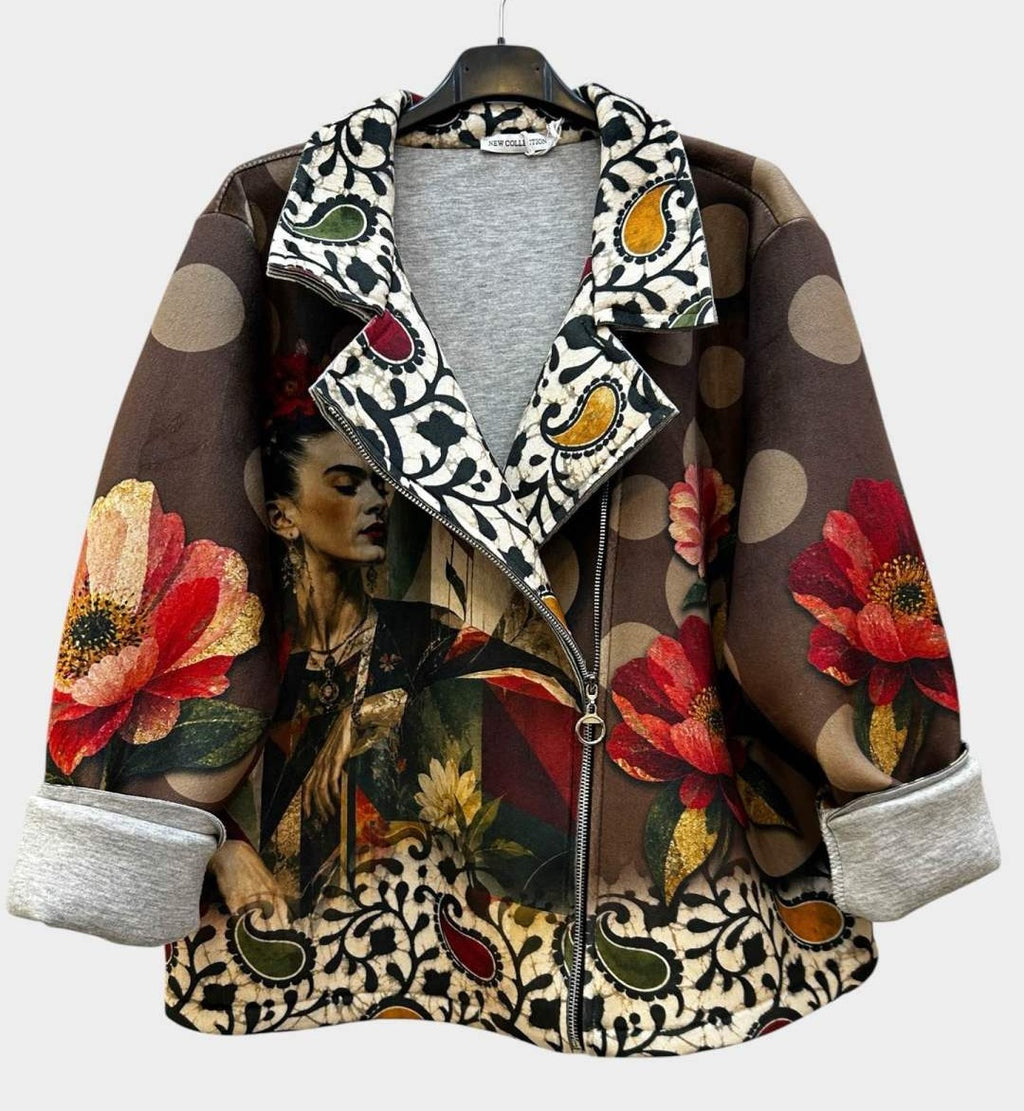 SB1 Brown Rust Floral Moto Jacket