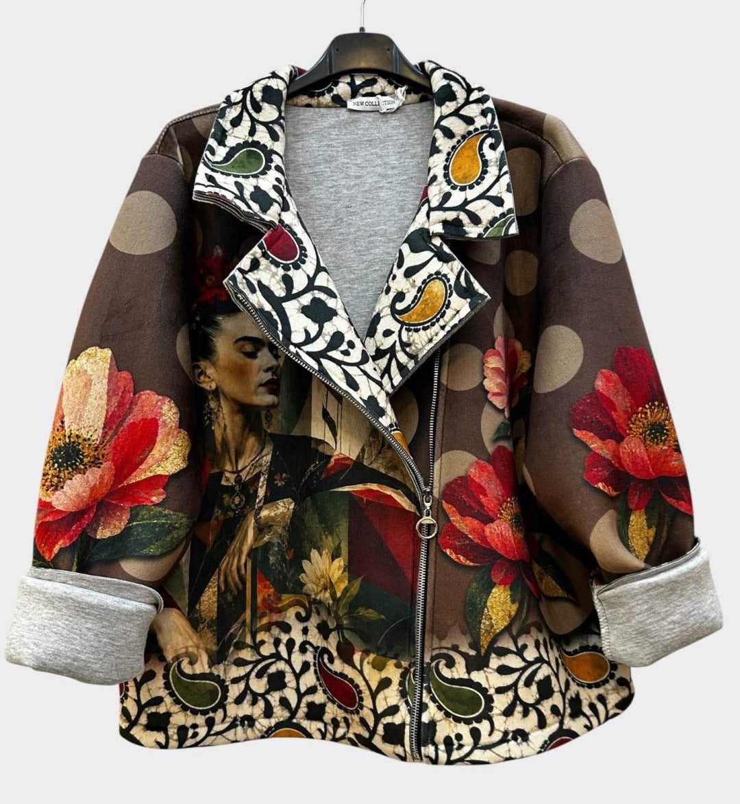 SB1 Brown Rust Floral Moto Jacket