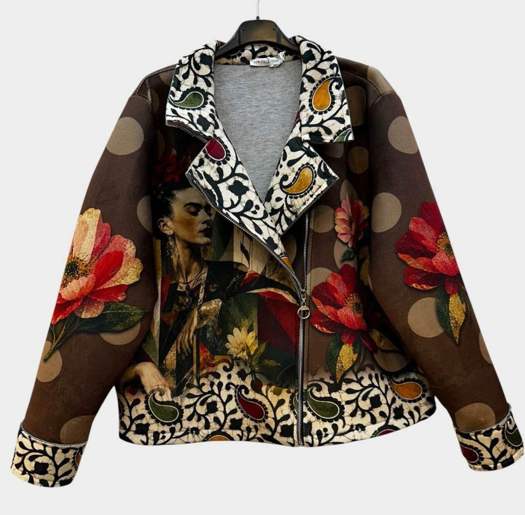 SB1 Brown Rust Floral Moto Jacket