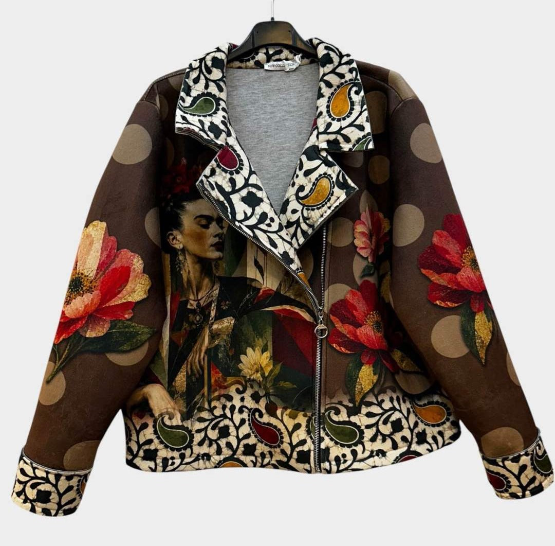 SB1 Brown Rust Floral Moto Jacket