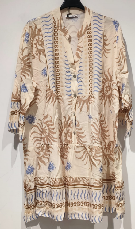 SVOR7 Blue One Size Italian Floral Short Printed Dress