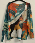POLAD Green Lady Hat V-Neck Knit Printed Sweater LOOWIE