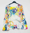 19 White Peace & Love Knit Printed Sweater LOOWIE