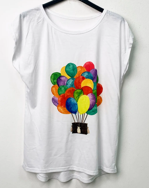 GD Italian Balloon White Polyester One Size t-Shirt  LOOWIE