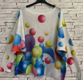 Z747 Off-white Balloon Round Knit Printed Sweater LOOWIE