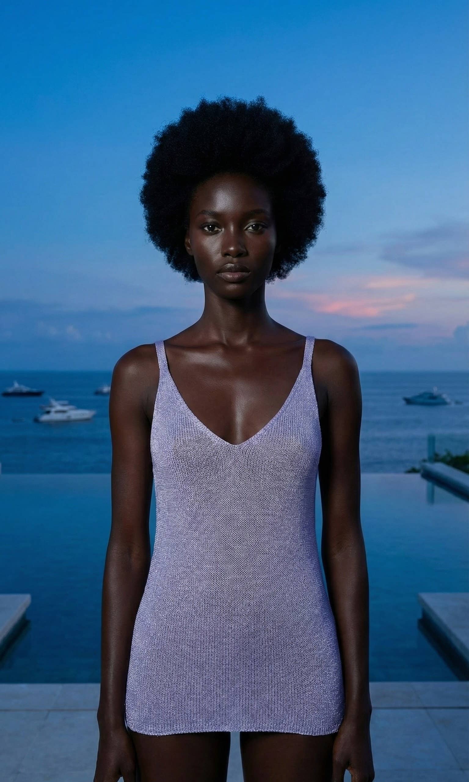 CODEBPU Italian S/M Purple Shimmer Knit V-Neck Tank Top