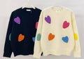 MCHEARTS Black Soft Comfy Sweater w/Embroidered Hearts