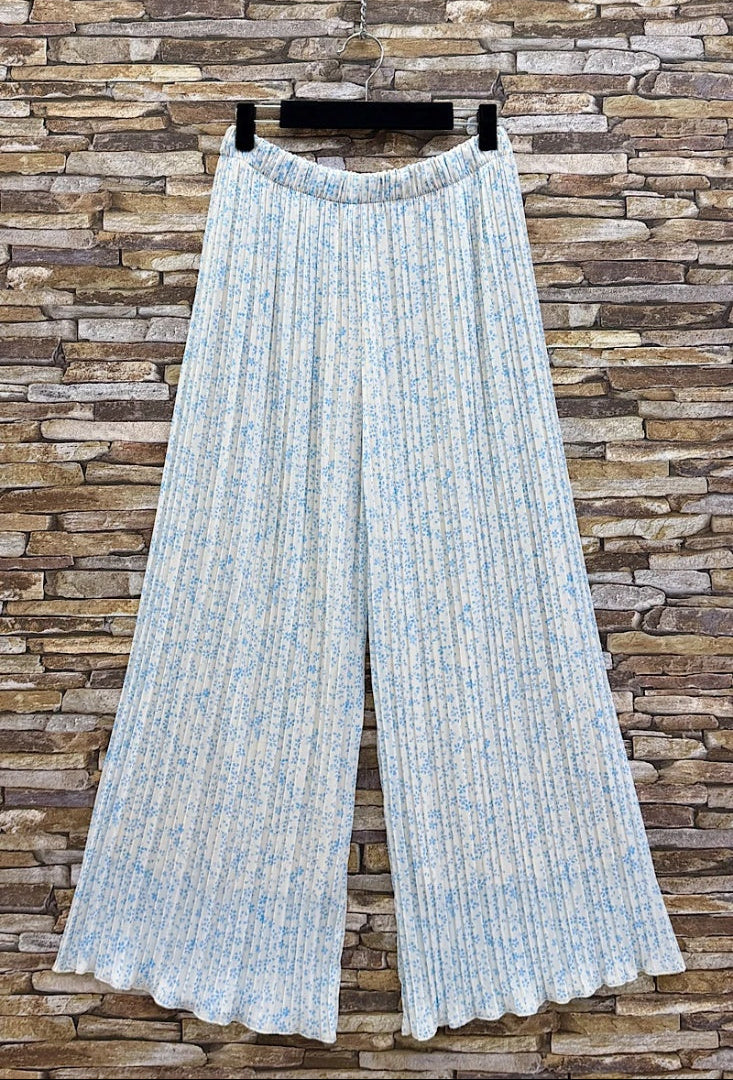 ESTRWLPBF Italian OS Printed Wide Leg Pants Powder Blue Floral