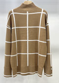 258 Camel Turtle Neck Striped Cozy Sweater One Size LOOWIE
