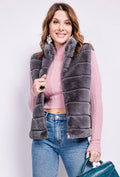 120  Gray Faux Fur Vest SIZE S/M LOOWIE