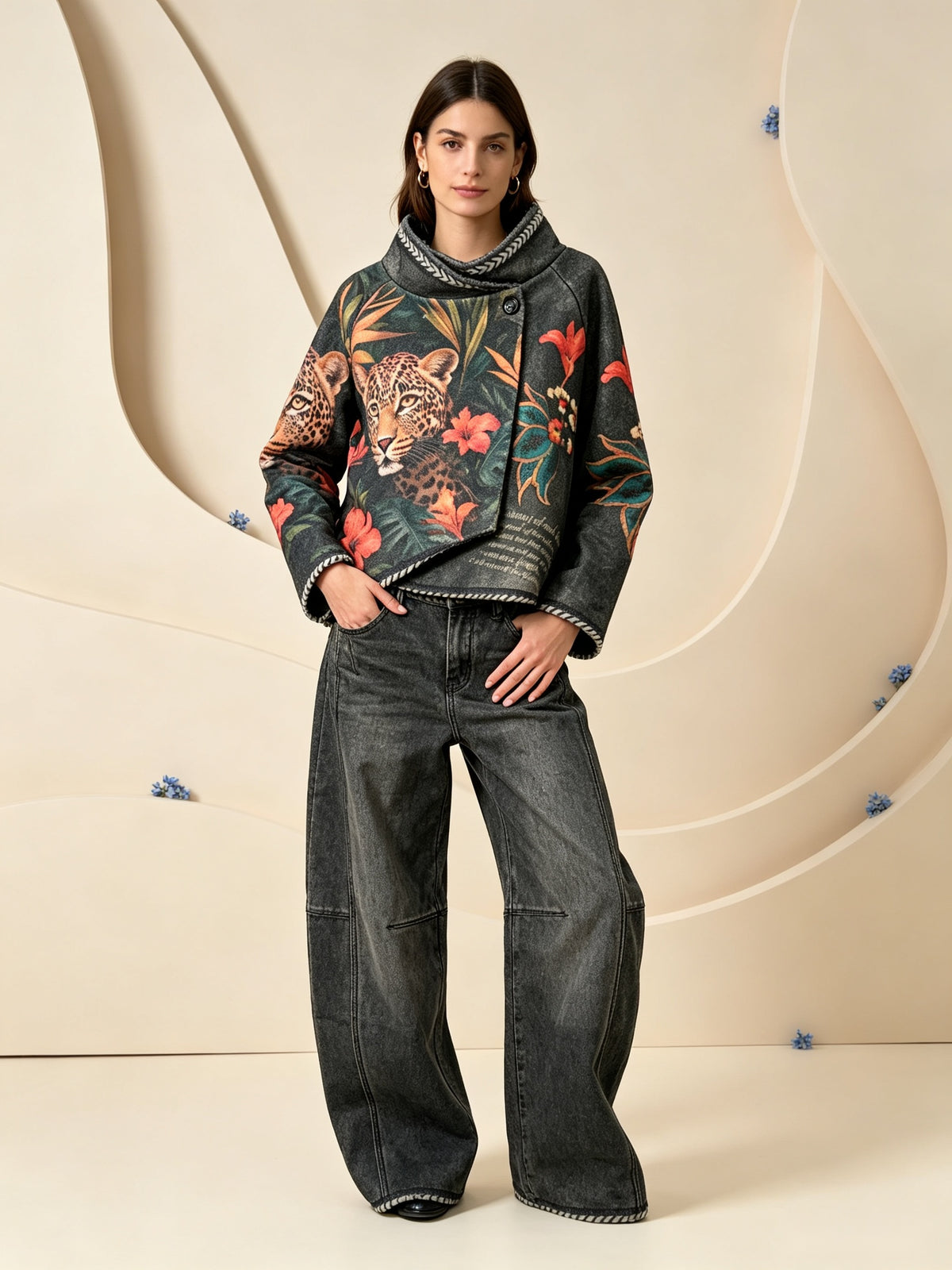ZO19 Black Leopard Wrap Jacket