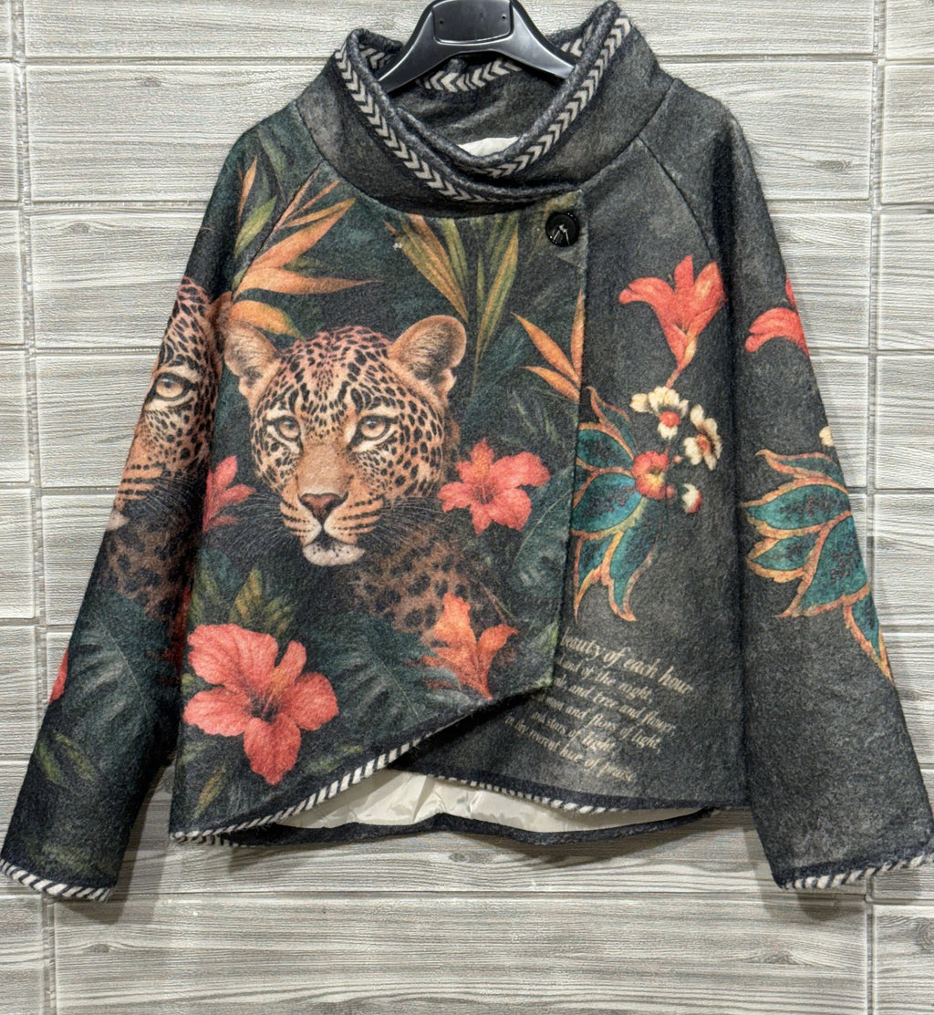 ZO19 Black Leopard Wrap Jacket