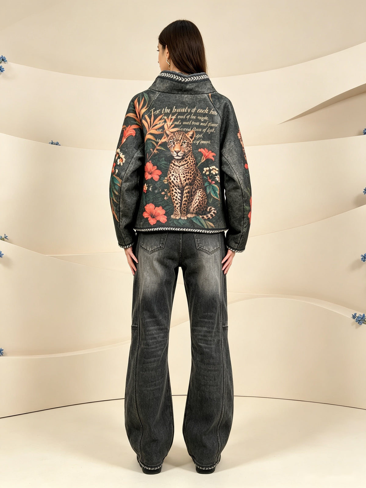 ZO19 Black Leopard Wrap Jacket