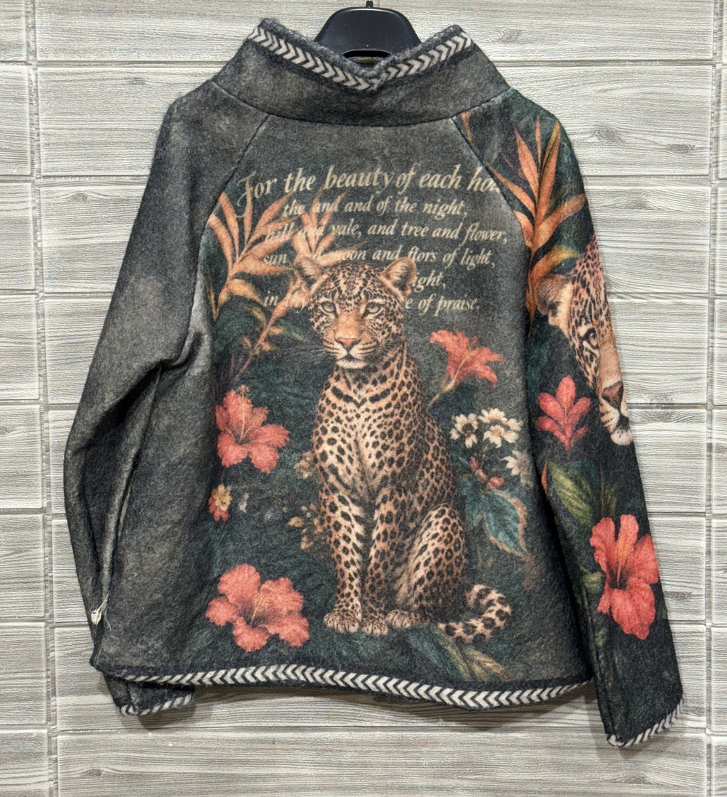 ZO19 Black Leopard Wrap Jacket