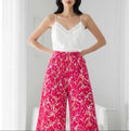 ESTRWLFI Italian OS Printed Wide Leg Pants Fuchsia Ikat