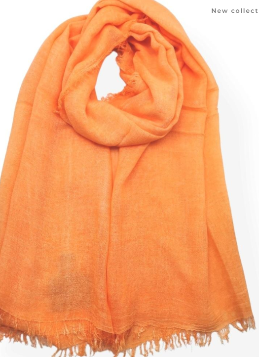 012 Italian Soft Sheer Orange Bamboo Spring Scarf LOOWIE