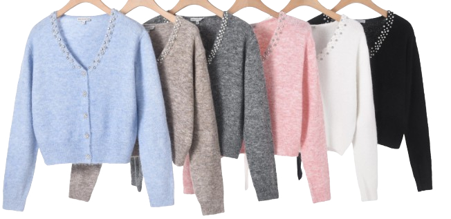 FOST2 One Size  Pearl-Embellished Cardigan LOOWIE