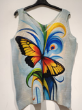 POD5 Blue Butterfly Knit Printed Sleeveless Sweater