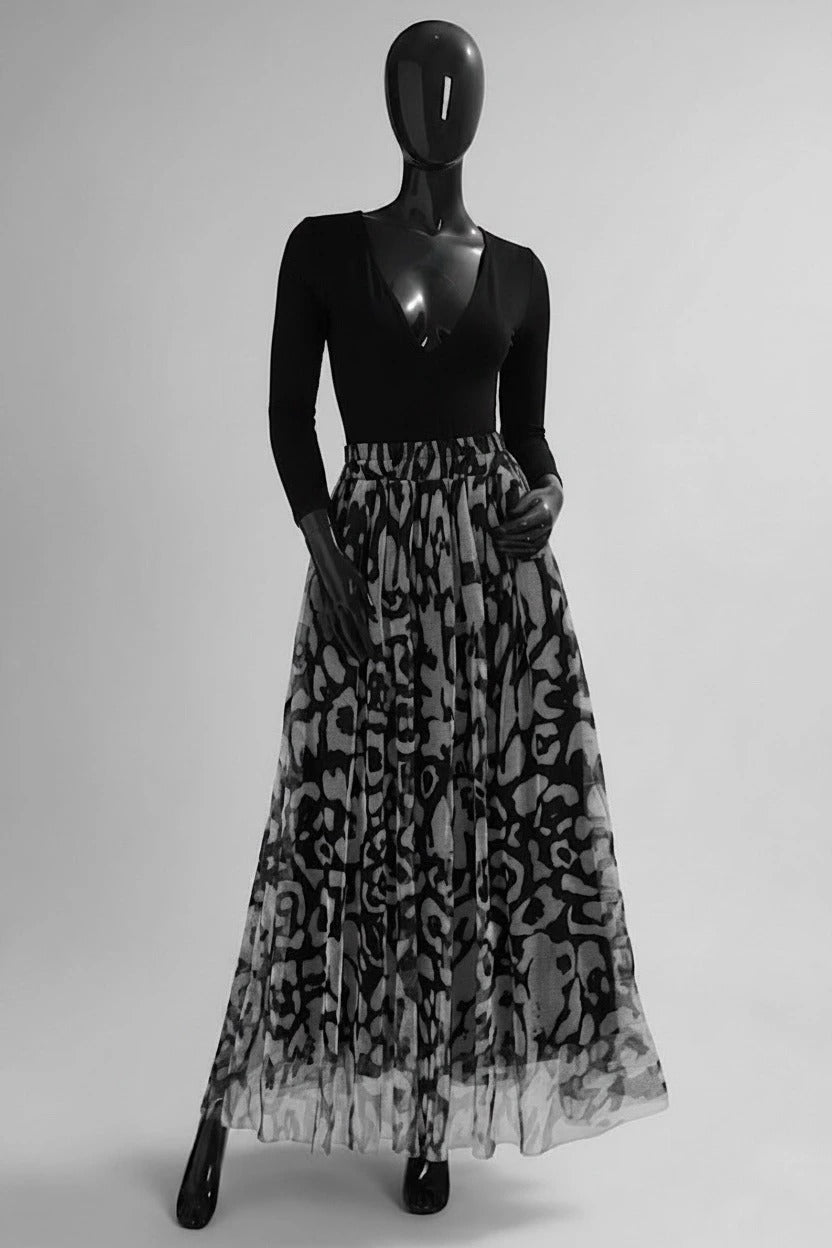 ELAR15 Black Leopard Print Skirt