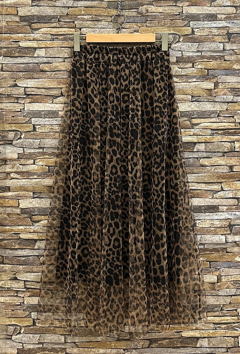 ELAR24 Black Leopard Print Skirt