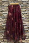 ELAR12 Burgundy Abstract Floral Skirt